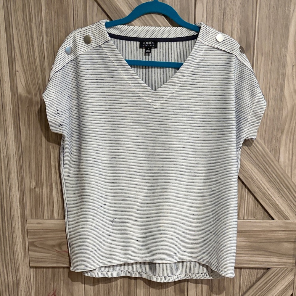 Jones New York Women's V-Neck Striped Blouse